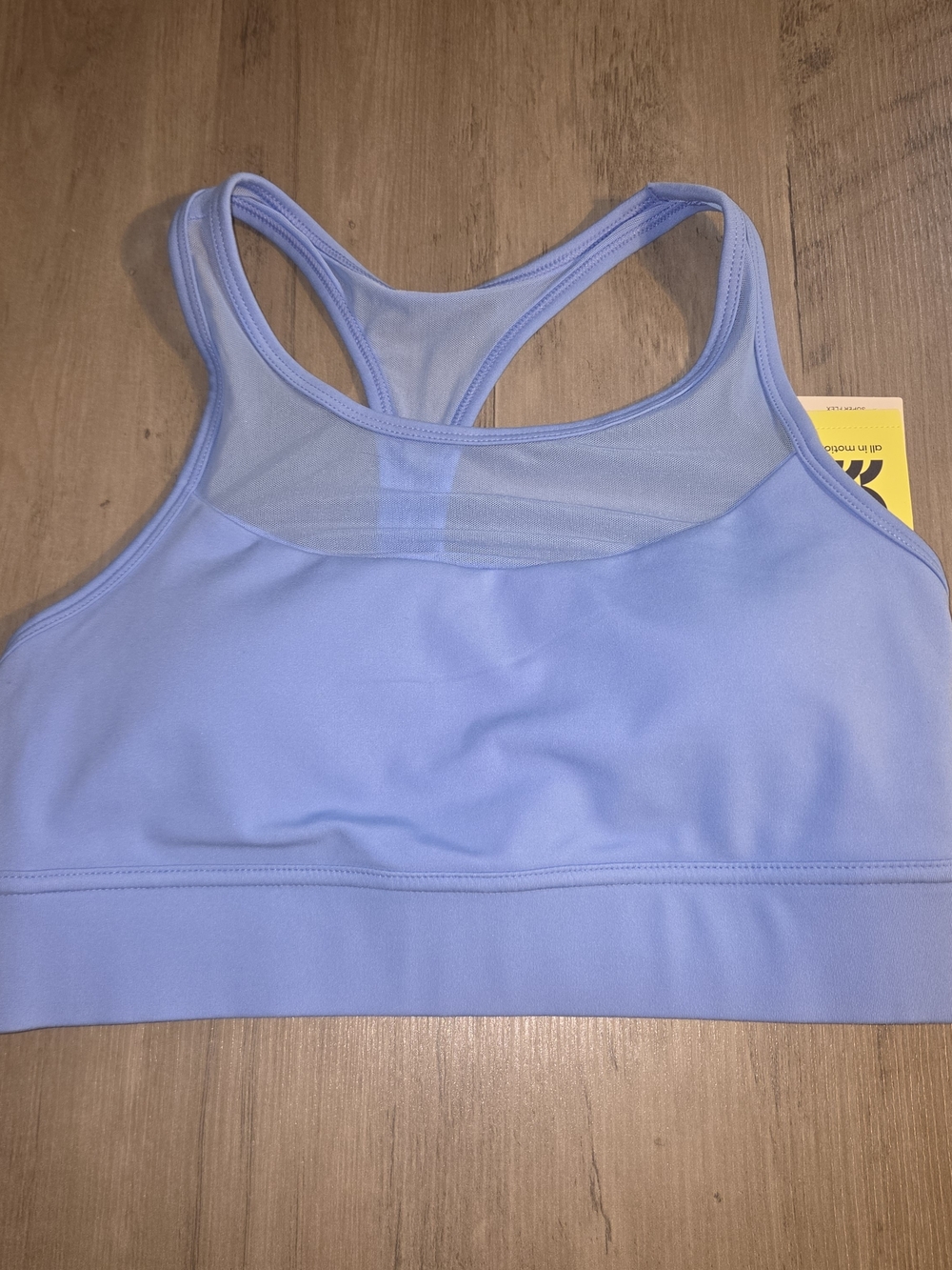 all in motion Blue Mesh-Back Racer Sports Bra